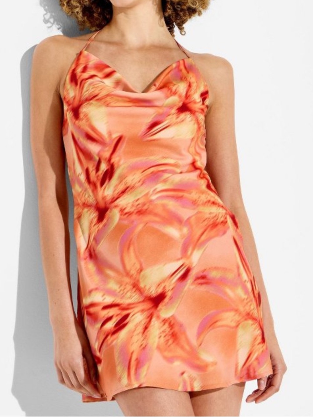 Wild fable mini cowl dress orange floral NWT x